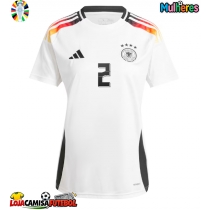 Camisa de Futebol Alemanha Antonio Rudiger #2 Equipamento Principal Mulheres Europeu 2024 Manga Curta